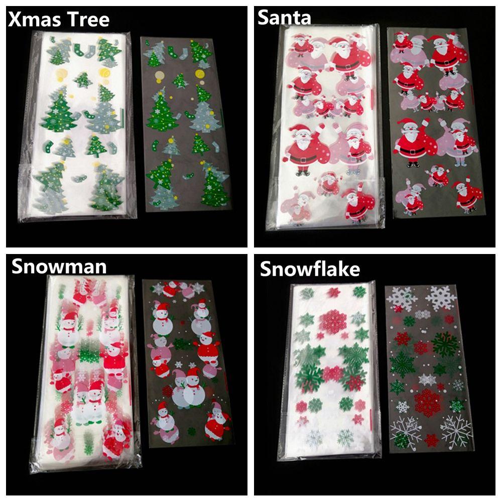Merry Christmas Santa Claus Snowman Plastic Baking Packaging Xmas Candy Bags Snack Cookies Storage