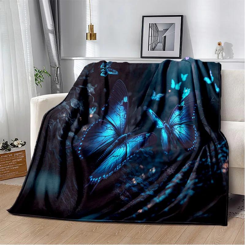 HD Fantasy Butterfly Flower Cartoon Blanket,Soft Throw Blanket for Home Bedroom Bed Sofa Picnic Travel Office Cover Blanket Kids