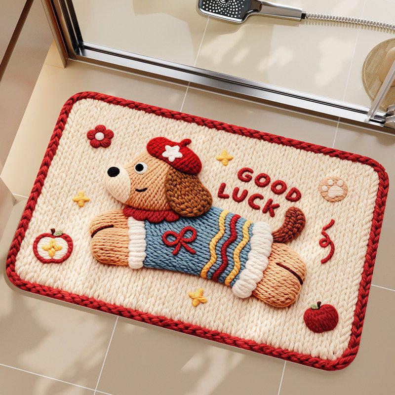 Diatom Mud Non-slip Bathroom Floor Mat - Cartoon Design, Easy Care, Water Absorbent