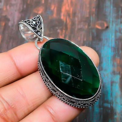 Chrome Diopside Gemstone Handmade Jewelry 925 Sterling Silver Pendant For Thanksgiving