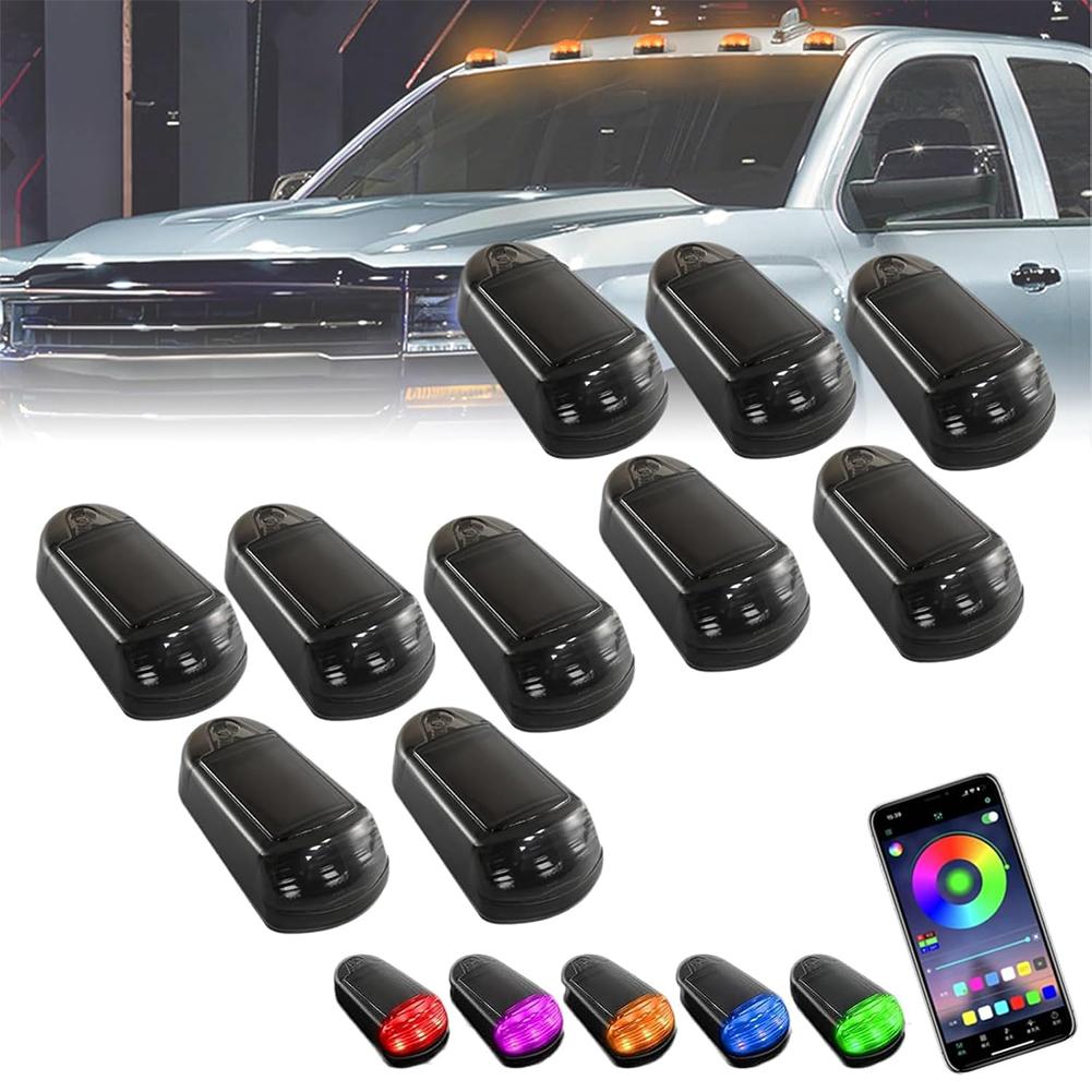 7 Colors Hot Solar Powered Cab Lights Punch-Free Solar Powered Cab Lights Wireless App Control Roof Lights Or Truck