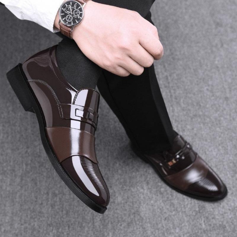 Herren Modische Formelle Trendige Lederschuhe Business Casual Mode Spitzschuhe Slipper Freizeit Lederschuhe