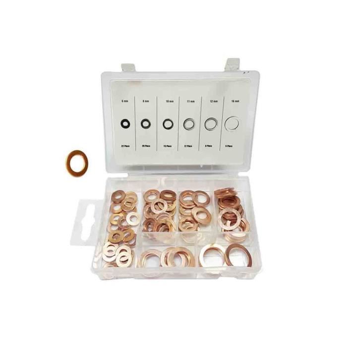 Rondelles - GENERIQUE - Assortiment de 80 Rondelles en Cuivre - 6 à 16 mm - Couleur Blanc - Diverses Tailles