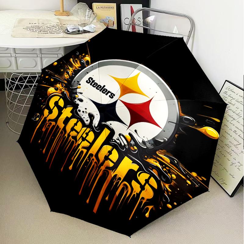 Pittsburgh Steelers  Umbrella Folding umbrella, automatic umbrella 8-Frame for Travel, camping Use Gift for Halloween Christmas