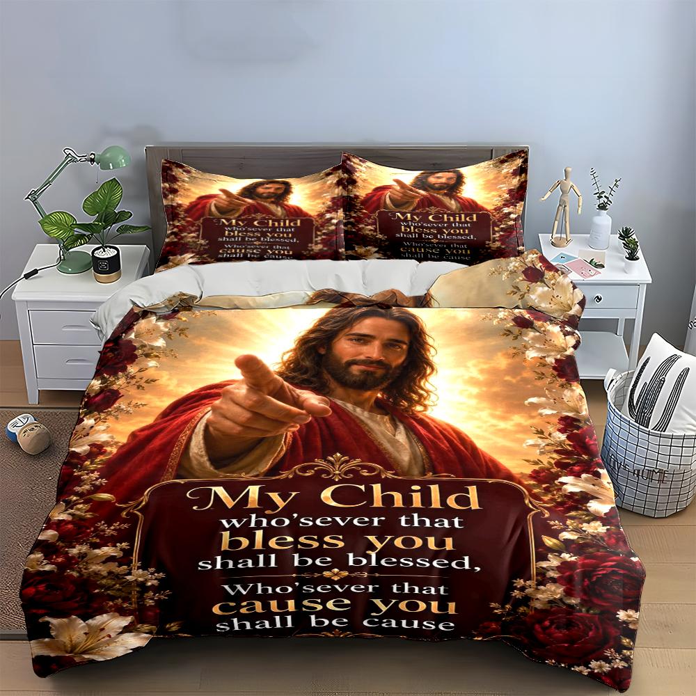 Christian Blessing Inspirational Bedding Set Bedding set (1 duvet cover, 2 pillowcases, duvet not included)