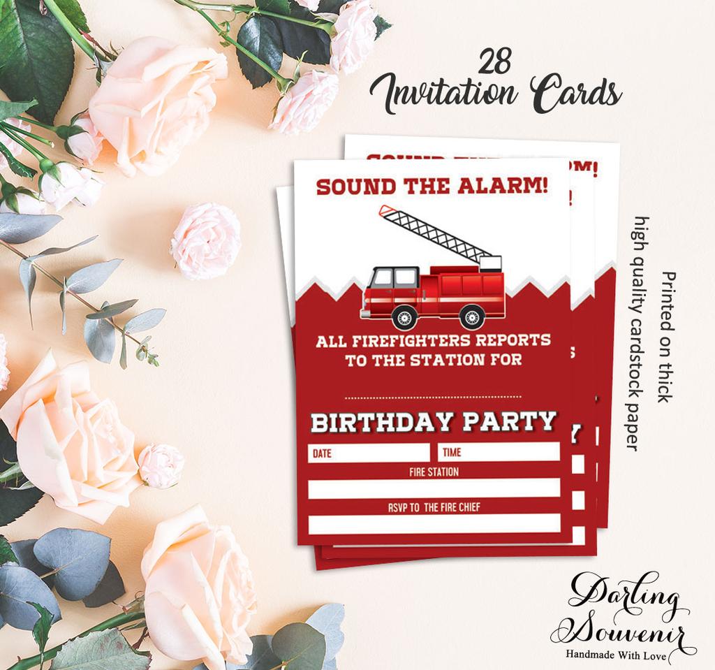 Darling Souvenir Red Birthday Invitation Card Printable Elegant Fill or Write In Blank Party Invites 28 Pcs 5 X 7