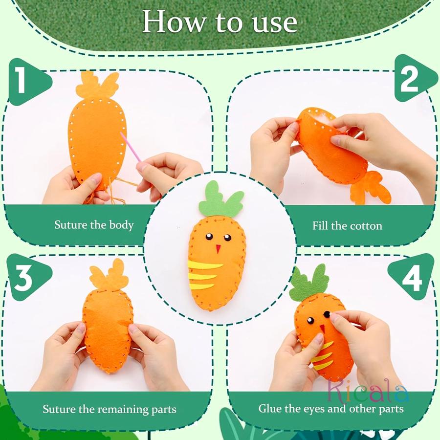 DIY Tier Filz Nähset für Mädchen 6 Stück Feinmotorik Nähen lernen Stofftier Puppenanhänger Geburtstags- Weihnachtsgeschenk