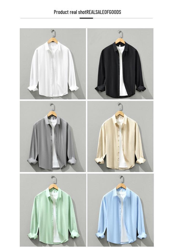 Men's Cotton Linen Long Sleeve Slim Fit Shirt - Spring/Autumn Trendy Casual Wear