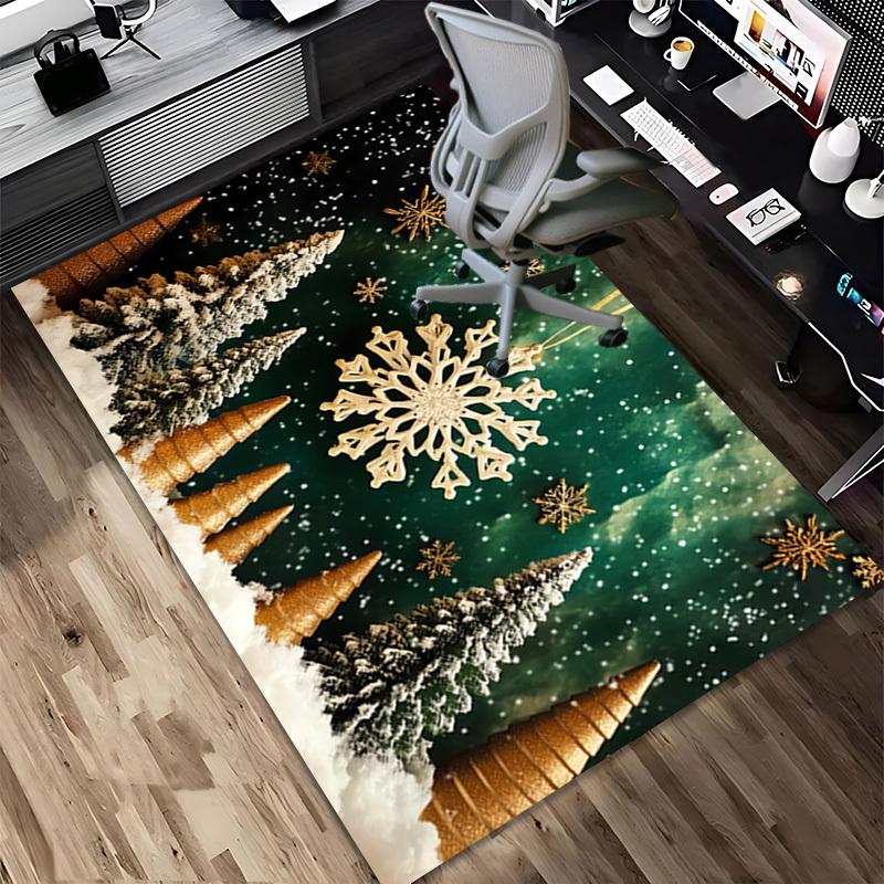 Schneeflockenbaum Kristall Samt Bürostuhlmatte Teppich - Rutschfest, Bodenschutzmatte, Büroschreibtischstuhlmatten, Weihnachtsgeschenk-1106104