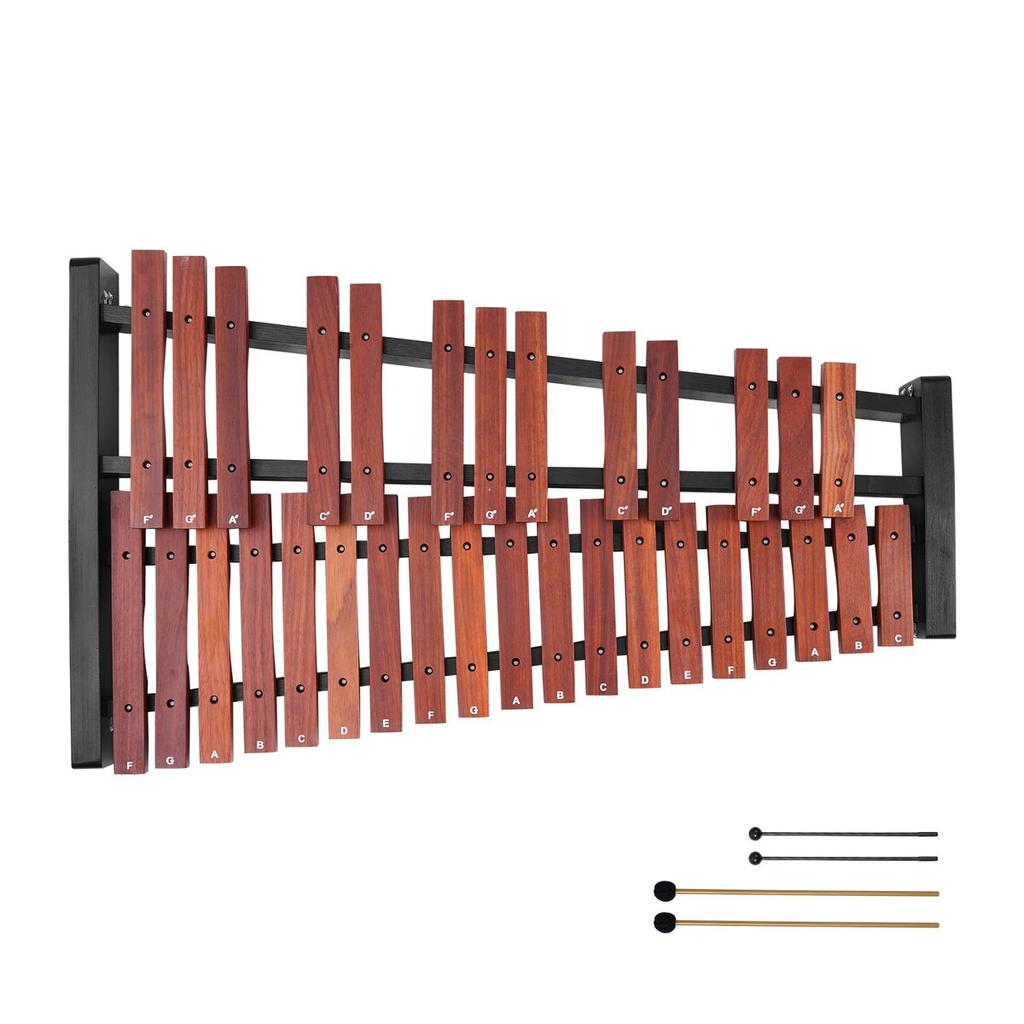 Glockenspiel Xylophone, 32 Notes, Wooden Professional Xylophone Percussion Instrument, with Height Adjustable Stand, 4 Mallets, Carrying Bag, Beginner