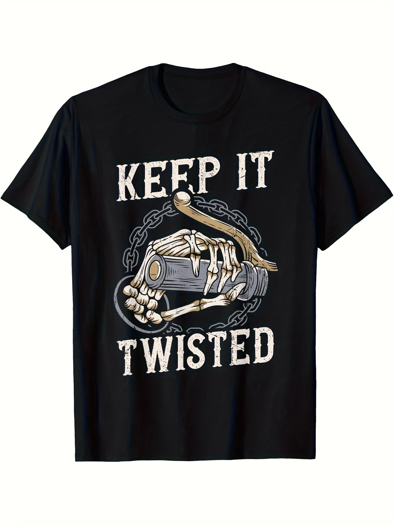 

Heavyweight Motorcycle-Keep It Twisted Skeleton Hand& Motorcycle Graphic-100% cotton O-neck printed men s T-shirt. 4XL