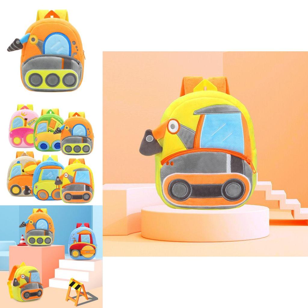 Entzückender Kinder Plüschrucksack mit Cartoon Bagger Design für Kleinkinder und Kindergarten