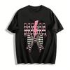Halloween Mama Plaid Bow Spider Bat Themed Casual Top Pure Cotton T-shirt