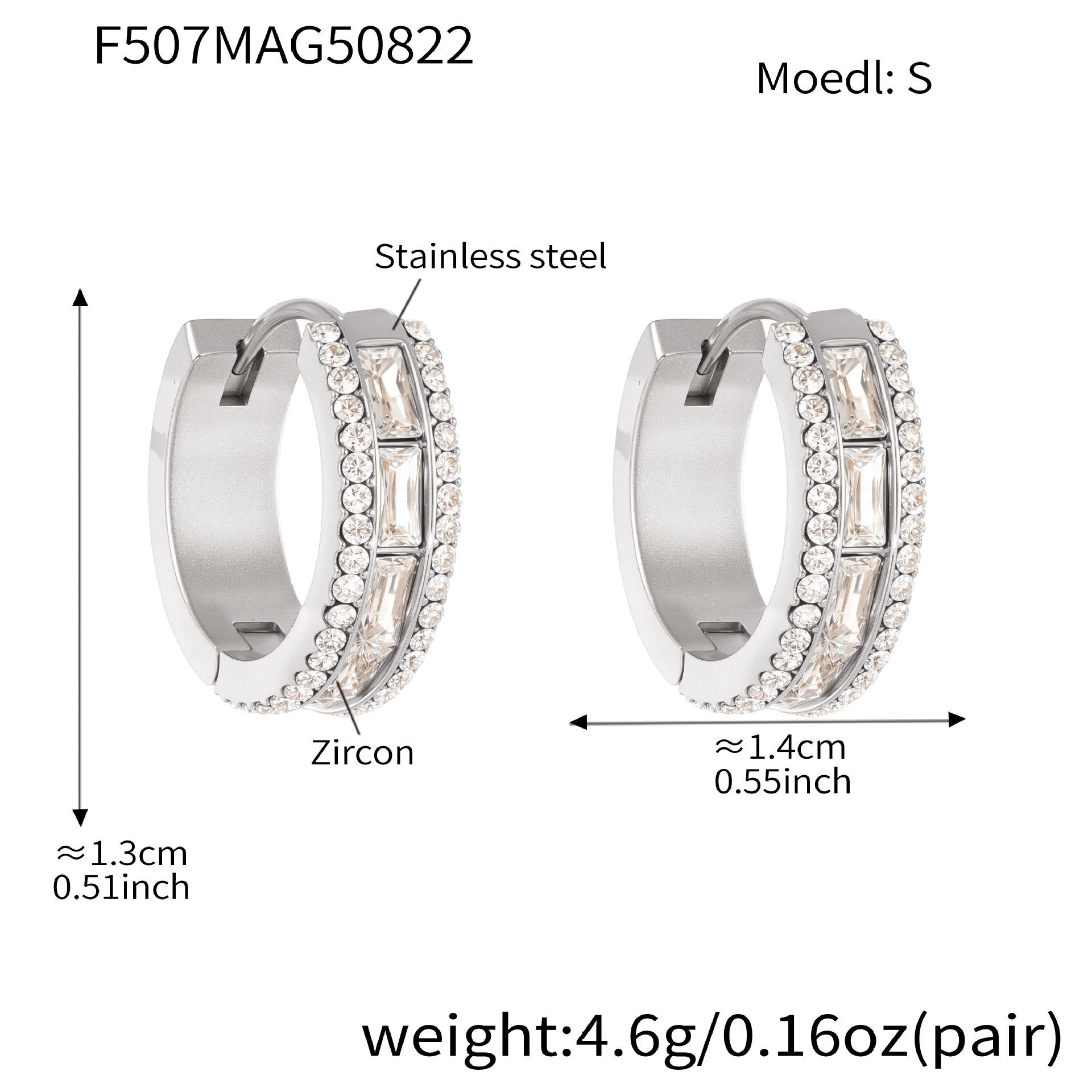 

Oumaka Minimalist Zircon Earrings: Double-Sided Stainless Steel, 18K Gold-Plated