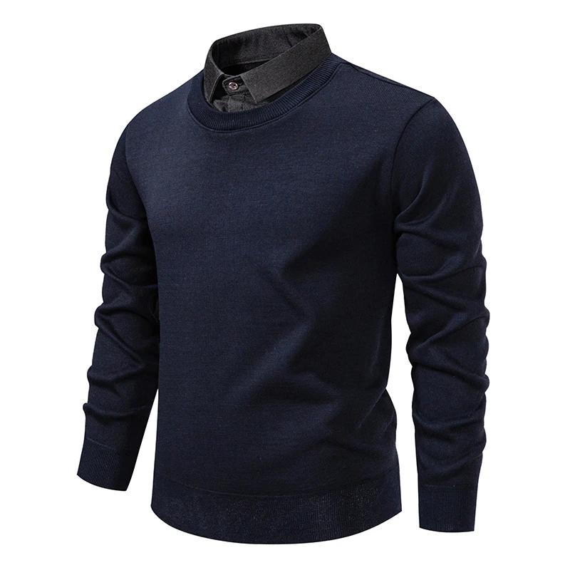 Autumn Winter Men Vintage Fleece Sweaters Men Polo Collar Pullover Men Casual Thick Sweater Men Knitwear Korean Bottomed Shirt