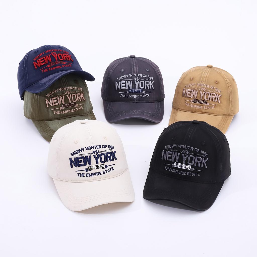Berretto da baseball ricamato New York Vintage Vintage a tesa larga Cappello da cowboy da uomo e da donna Primavera e Autunno Berretto a punta