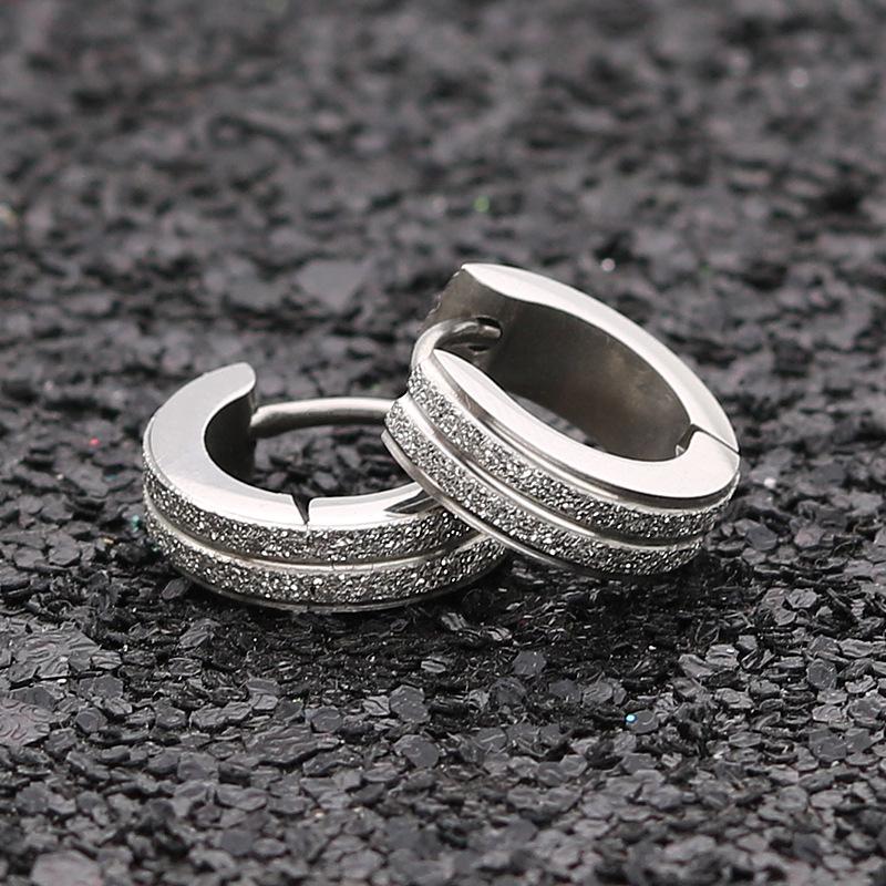 1 Pair Punk Titanium Steel Ear Clip/Ear Stud Earrings For Men Women Black Pierced/No Pierced Fake Ear Circle Pop Jewelry