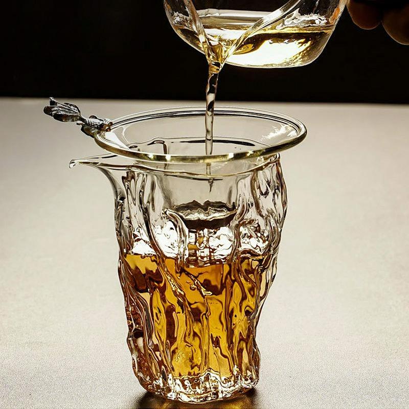 Japanese Style Tea Glass Cup Heat-resistant Creative Hammer Pattern Transparent Fair Cup Tea Pitcher Kung Fu Tea Set Teacup New