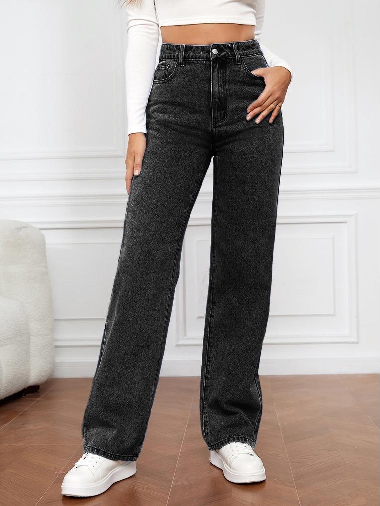 High Waist Women's Light Wash Wide Leg Jeans - Plus Size Casual Fit