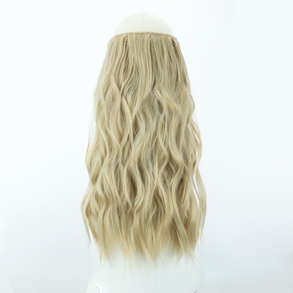 MISSQUEEN Pure Brown Long Wavy Hair Extensions Synthetic Fiber Natural Invisible Wire and Clips Daily Wear Hairpiece