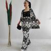 Temu 2024 Summer Women's Loose Plus Size Printed Set: Mid-Sleeve Shirt & Wide-Leg Pants
