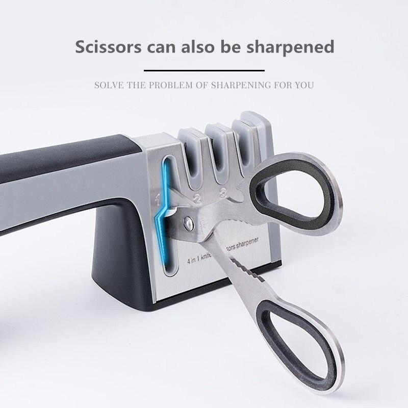 Kitchen Knife Sharpener 4 In 1 Knife Scissor Manual Kitchen Sharpener for All Sized Knives Sharpening Stone