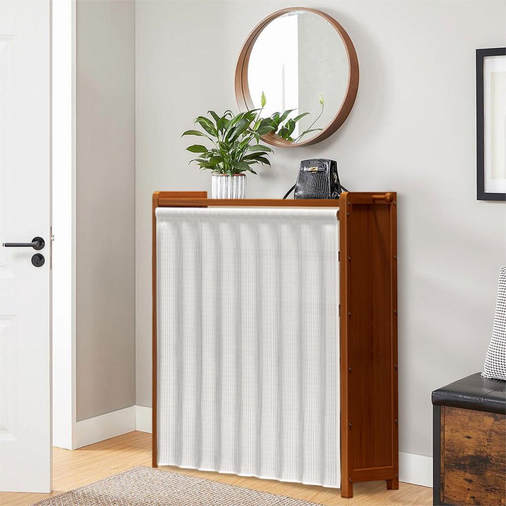 6-stöckiger einfacher Schuhschrank mit weißem Gaze-Vorhang Schuhregale aus Holz Organizer Staubdichte Regale Mehrschichtige Schuhregale