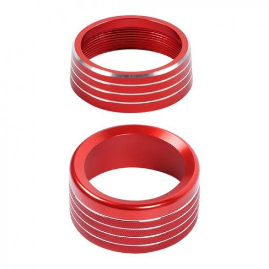 Red Headlight & Gear Knob Switch Knob Cover Trim Ring For Dodge RAM 1500 2018+