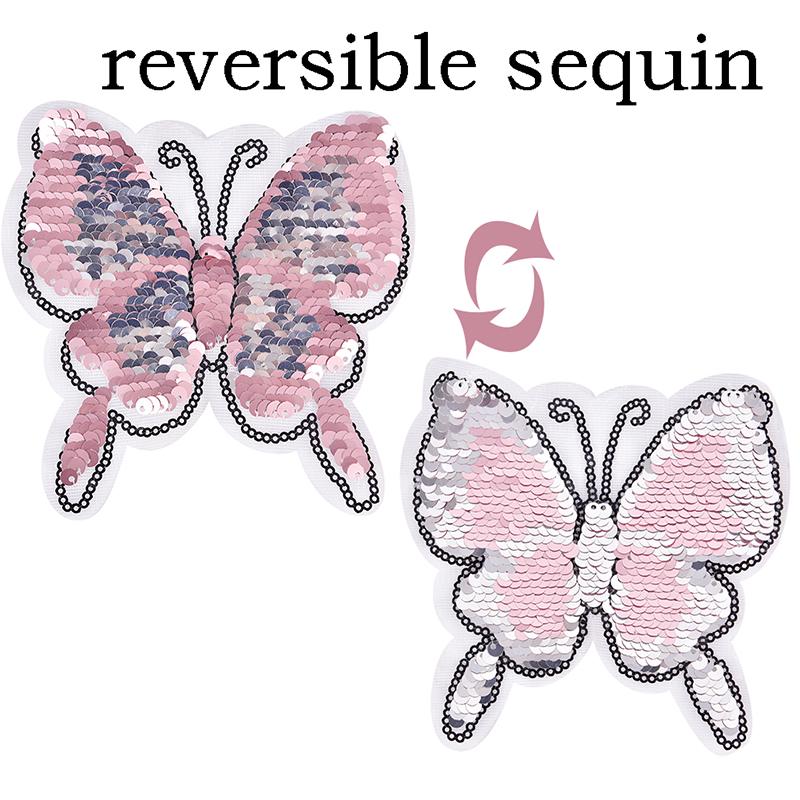 cheetah reversible change color sequins sew on patches for clothes diy patch X