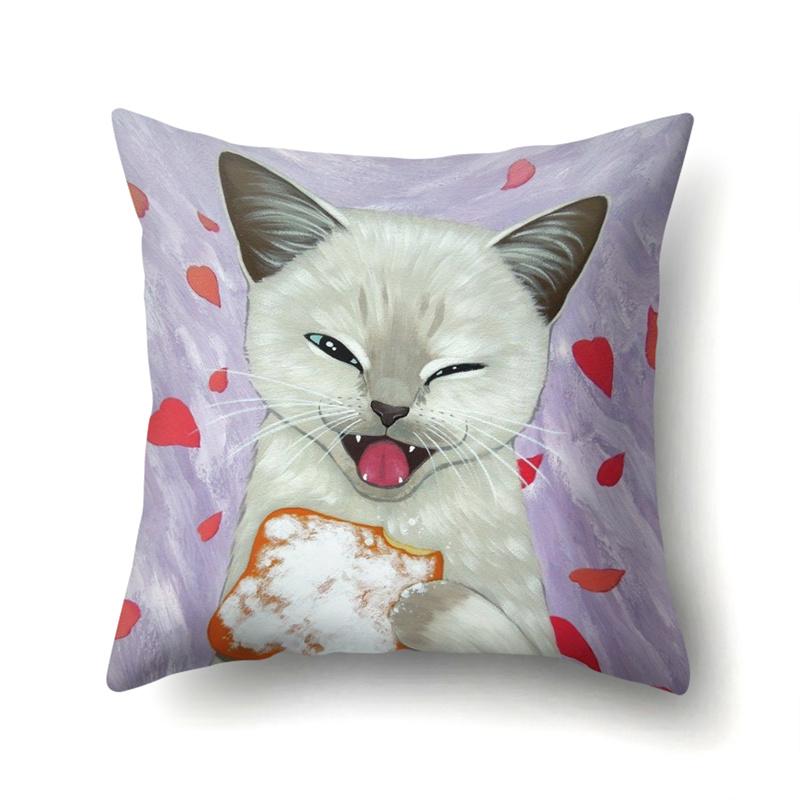Cute Cat Animal Print Pattern Cushion Cover Home Living Room Sofa Bedroom Decoration Throw Pillow Pillow Cover 45x45cm