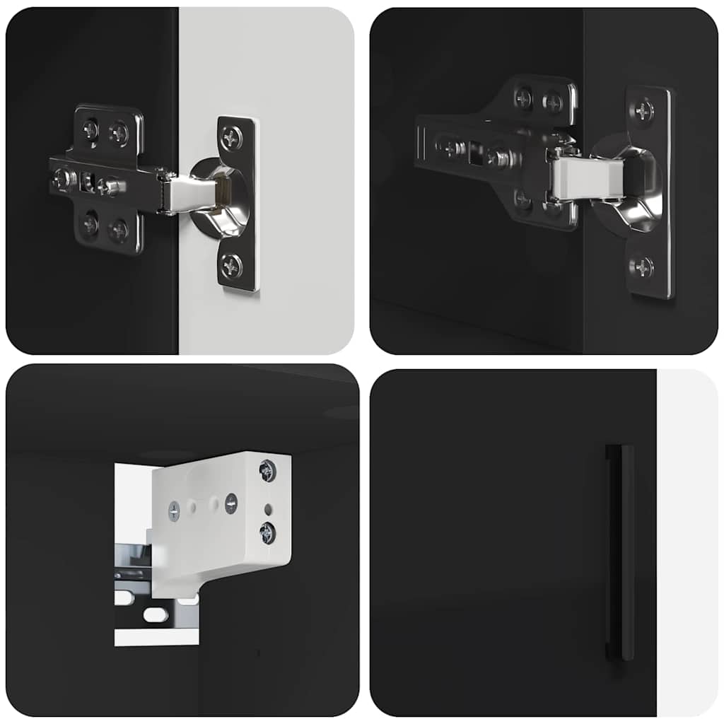 Bathroom Furniture Set 5 Pcs Black Engineered Wood & Metal