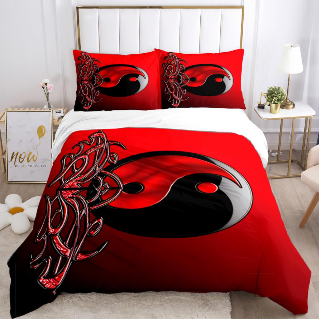Fashionable Tai Chi Chinese HD Print 3 - Piece Bedding Set, for Children & Adults, with Quilt Covers & Pillowcases