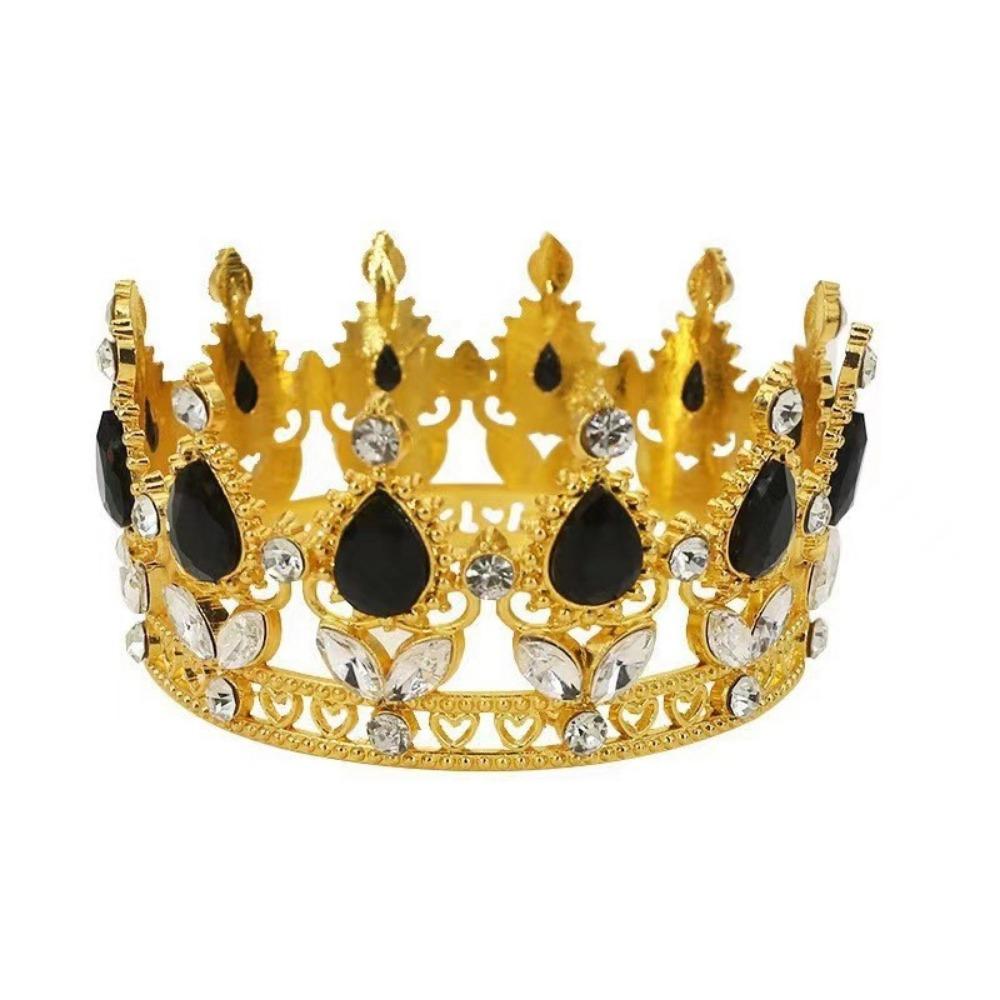 

Vintage Crystal Crown Elegant Rhinestone Headband Lady Girl Queen Crown Bridal Wedding Gold&black