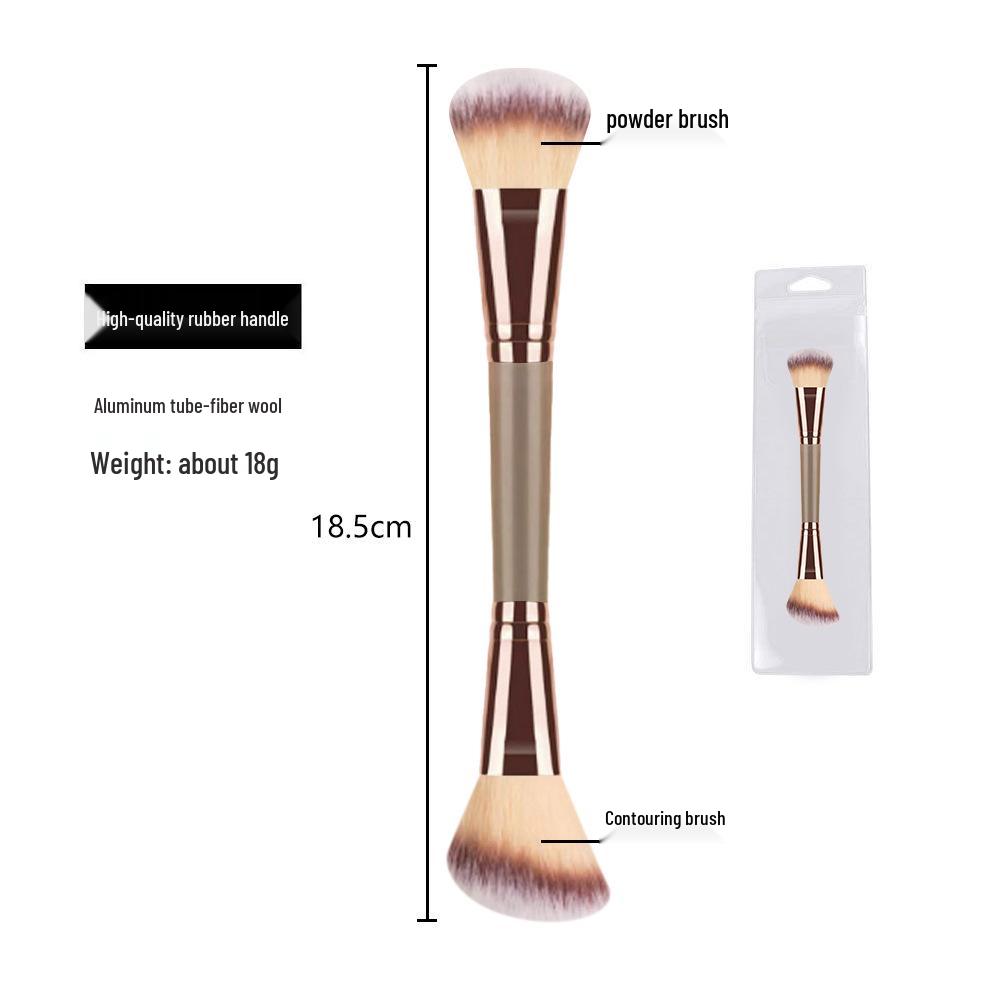 Dual-Ended Foundation and Concealer Brush - Multi-use Blush, Contour, and Nose Shadow Makeup Tool