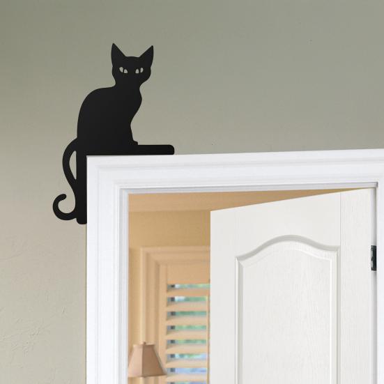Halloween Door Corner Sign Decoration Easy Installation Door Frame Decor Ghost Black Cat Witch Hat Frame Topper Sign