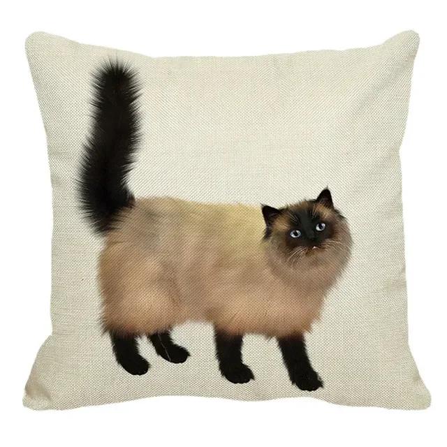 Thailand Cat Theme Pattern Double-Sided Printed Pillow Cover Short Plush Suitable Living Rooms Bedrooms Sofa Throw Cushion Cover