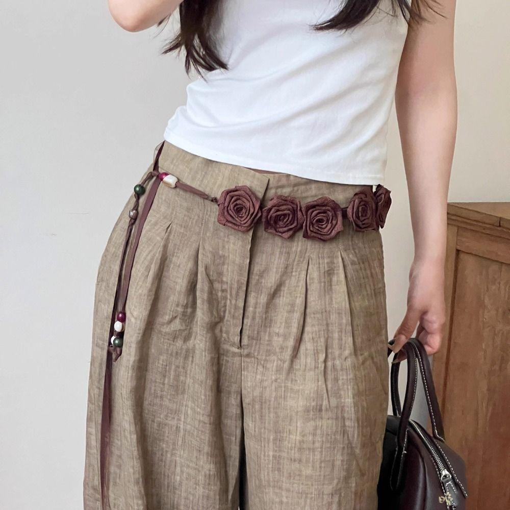 Hair Accessories Dress Waist Chain Rose Ethnic Style Bead Waist Belt  Daily