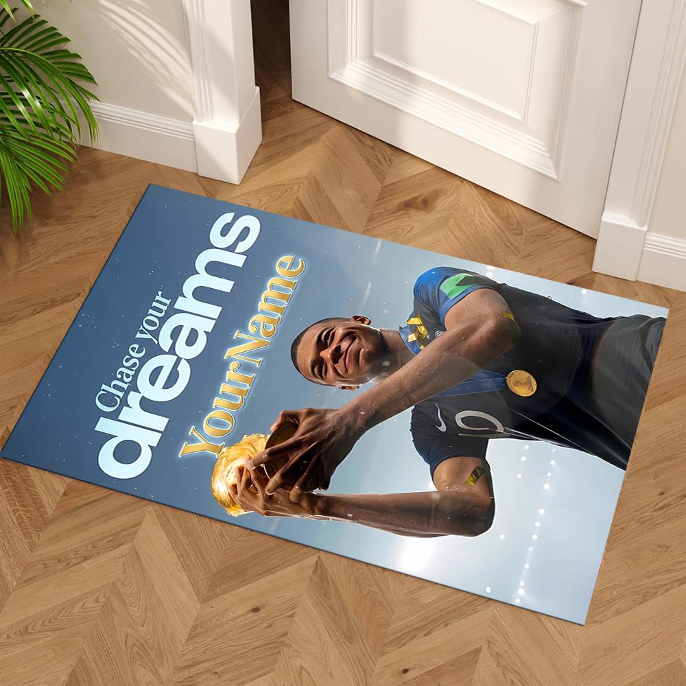 Mbappe Customize Your Name Floor Rug Office Rug Suitable for Foyer Balcony Outdoor Playrooms Antislip Carpet Anime Office Decor
