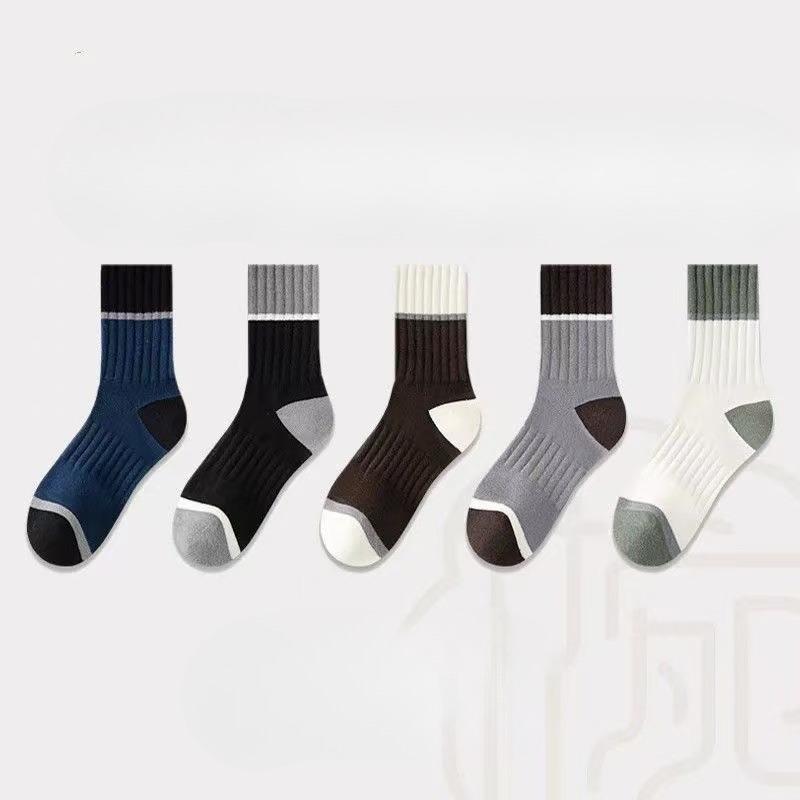 5 párů pánských ponožek, teplé sportovní ponožky, pánské ponožky do půli lýtek, podzimní a zimní ponožky absorbující pot, prodyšné ponožky do půli lýtek pro business