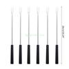 24TE 6Pcs Stainless Steel Fondue Forks Plastic Handle Wood Handle Heat Resistant Barbecue Cheese Fondue Forks for Chocolate