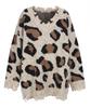 LALAFOX Leopard Print Knit Oversized T-Shirt Beige Bq4Kl005