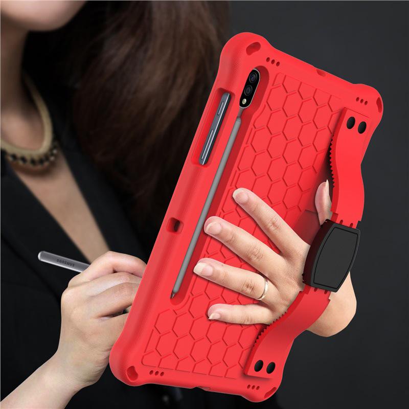 Samsung S9/S8 Tablet EVA Protective Case for Kids - Honeycomb Design with Hand Strap and Full Coverage Anti-Drop Protection.