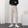 Fashion Men Casual Pants Elastic Waist Small Feet Slim Korean Style Pleated Tapered Male Blazer Pants