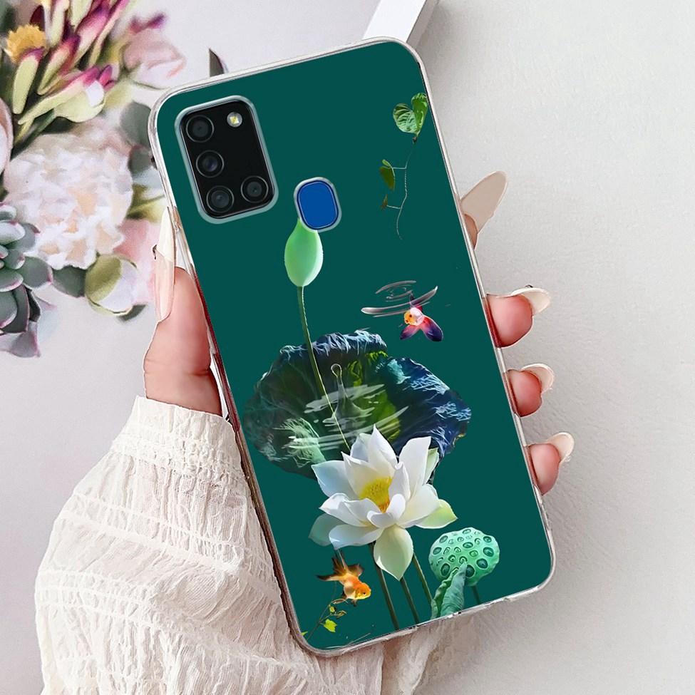 For Samsung A21s Case Cover Clear Fashion Luxury Cute Painted Back Cover For Samsung Galaxy A21s Phone Case A217F A217M A217N