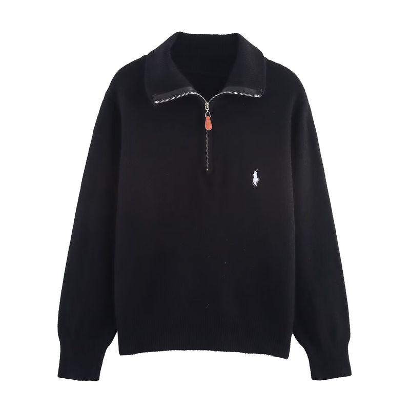 Za New Arrival Women's Clothing ZR Fashion Style Export Fashion All-Match Minimalist Embroider Zipper Pullover Knitwear