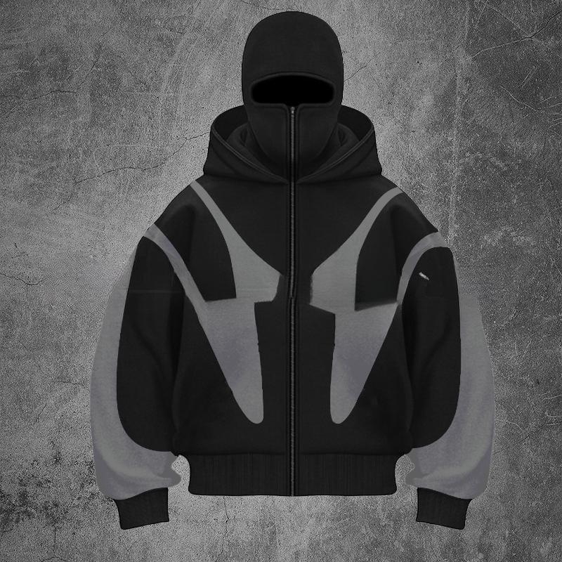 2025 American Trendy Double-Hooded Bandit Zip-Up Cardigan Sweatshirt - Couple Style, Windproof, High Street Outerwear.