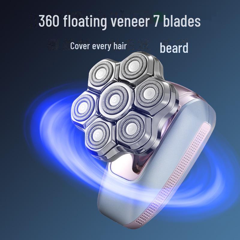 Rechargeable Waterproof 7-Blade Balding Razor Set