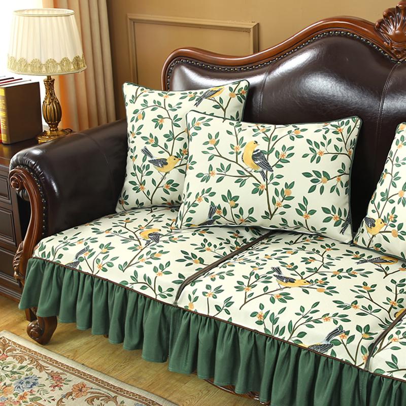 

Современный пасторальный чехол на диван с полузакрытой спинкой, утолщенный шениловый нескользящий чехол на диван, универсальная подушка для дивана на четыре сезона для гостиной 65x65