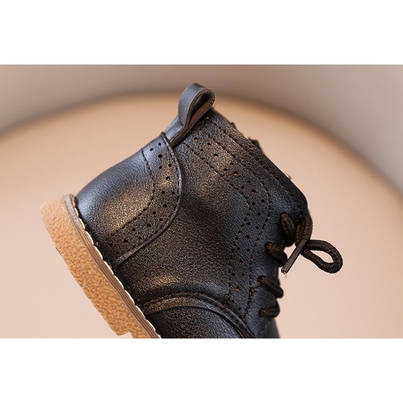 Britiško stiliaus vaikiški retro odiniai batai aukštu aulu, korėjietiško stiliaus mergaičių vieni batai, rudens nauji berniukų odiniai batai