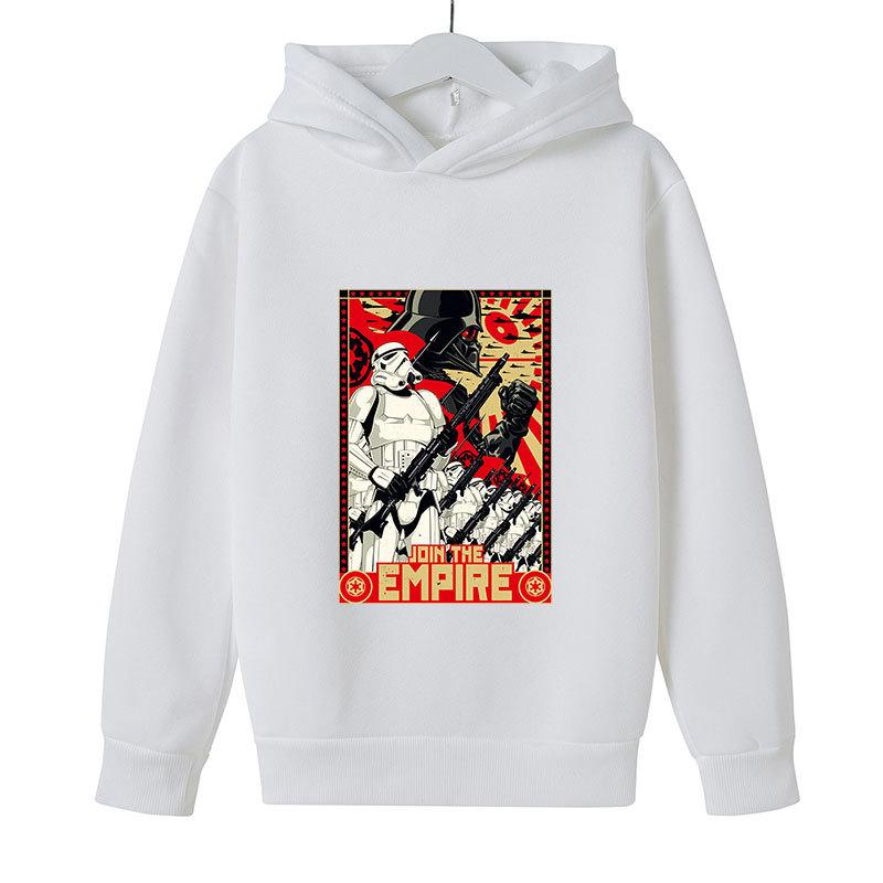 Autumn Winter Star Wars "Join The Empire" Graphic Hoodies Casual Warm Sports Long Sleeved Children's Boy and Girl Kids Unisex Hooded Sweatshirts